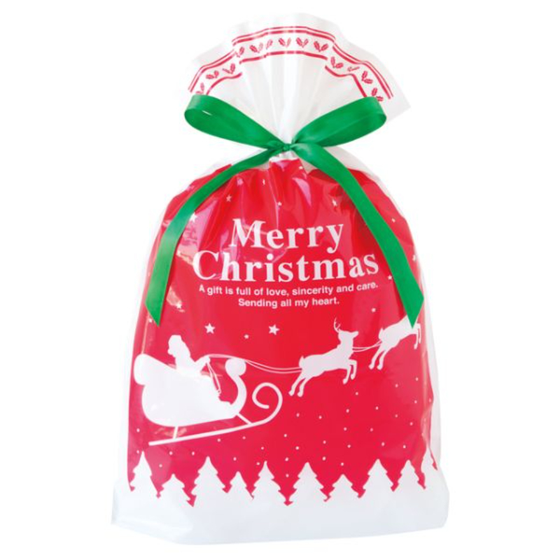 袋 ベーシッククリスマス リボン付PEギフトバッグ-M(20枚) ヘッズ