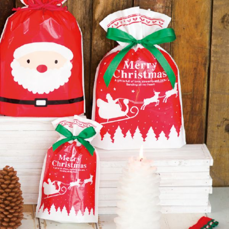 袋 ベーシッククリスマス リボン付PEギフトバッグ-M(20枚) ヘッズ