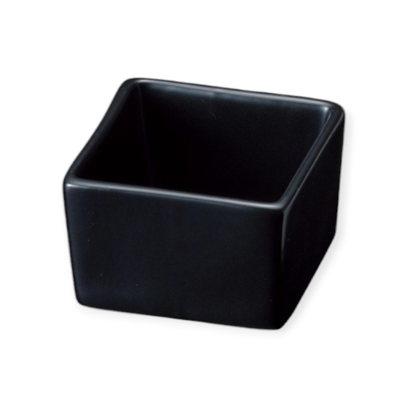 料理皿 26726 陶器・角型珍味入 黒マット ヤマコー