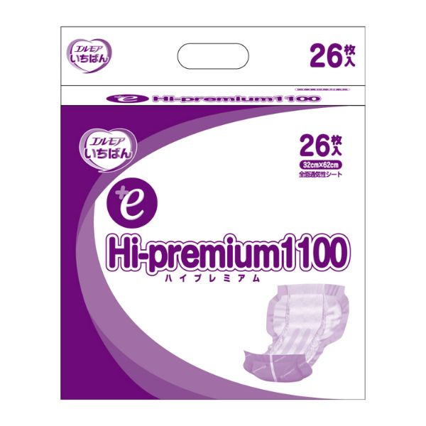 【介護/医療】紙おむつ エルモアいちばん+e Hi-premium1100 男女共用 病院・施設用 26枚 エルモア