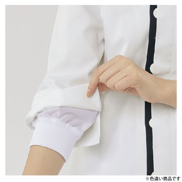 コックコート 兼用 7分袖 黒/ライトグレー M 住商モンブラン