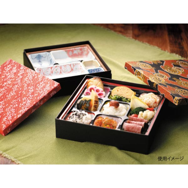 重箱・おせち容器 雅シリーズ C式大 彩友禅No.3020 AP-80-80黒 瑞光明