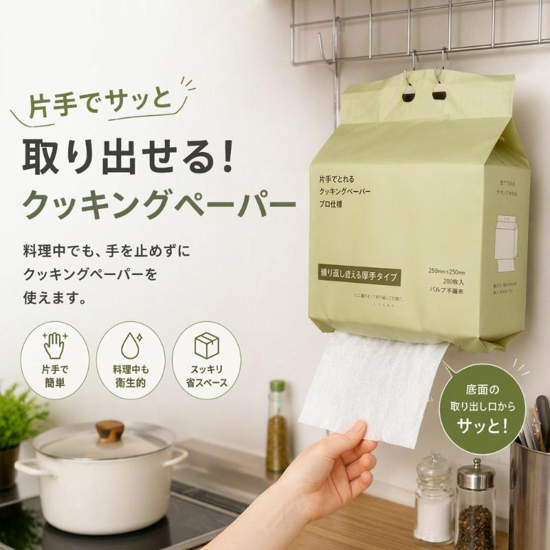 キッチンペーパー 片手でクッキングペーパー 200枚入 日本ラインファースト