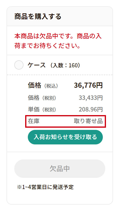 商品の在庫数について